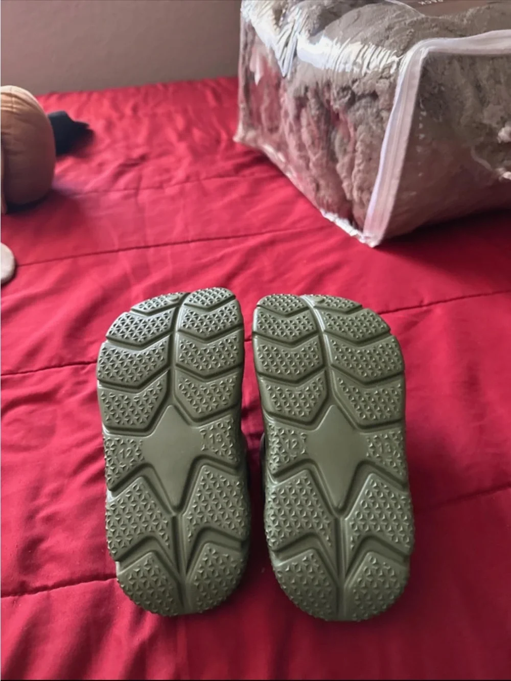 Kids Olive Green Slip-On Clog Sandals with Heel Strap